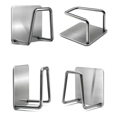 Imagem de 2X 4 Suporte Esponja Bucha Gancho Pia Aço Inox Louça Cozinha