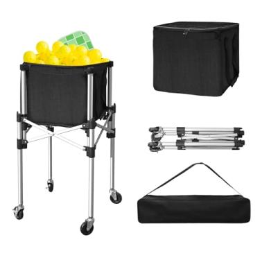 Imagem de NEESEEYEE Tremonha retrátil de pickleball – bola de tênis dobrável, bola de basquete atualizada, equipamento de prática de pickleball com rodas para treinamento/ensino