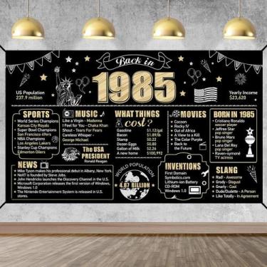 Imagem de Decorações de aniversário Pano de fundo Eiurteao 40th Black Gold 73x11