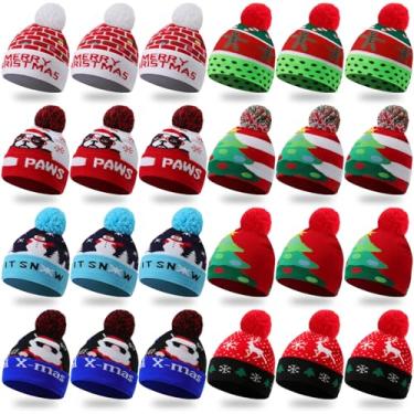 Imagem de Funnysoft Gorro de tricô quente de Natal com pompom, conjunto de gorro macio de inverno para adultos, Colorido., tamanho �nico