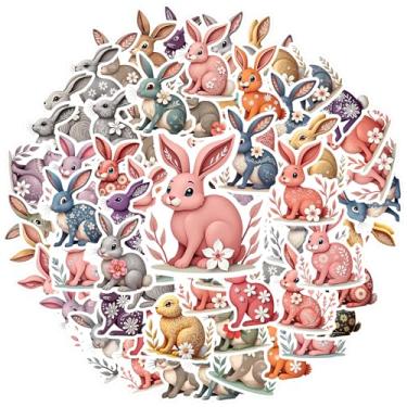 Imagem de 35 peças de adesivos de animais de coelho brinquedo DIY fofos para telefone faça você mesmo, laptop, scrapbook, bicicleta, laptop, motocicleta, bagagem, telefone