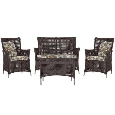 Imagem de Jogo Sofá E 2 Poltronas E Mesa Igapó Fendi E6 Trama Original Marrom