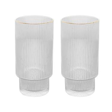 Imagem de Conjunto 2 Copos Altos De Cristal Com Fio De Ouro 400 Ml Lines Wolff