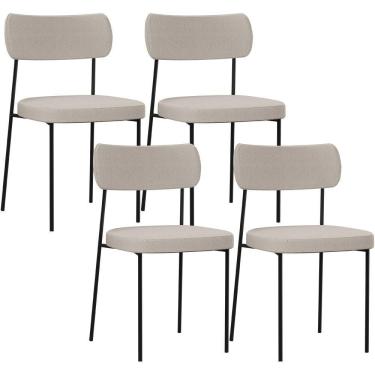 Imagem de Kit 04 Cadeiras Estofadas Para Sala De Jantar Melina L02 Cru
