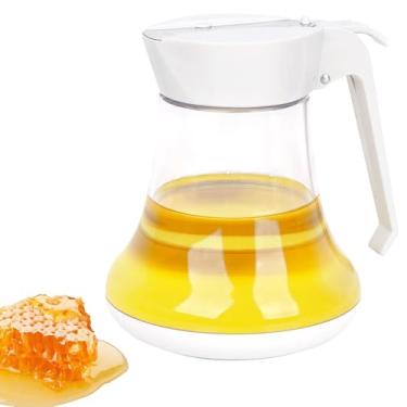 Imagem de DODAMOUR Dispensador de xarope antigotejamento de 350 ml para xarope de bordo e mel, frasco dispensador de mel com bico de aço inoxidável e alça antiderrapante, despejador de óleo de cozinha e