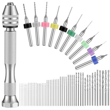 Imagem de Zhehao O conjunto de 59 brocas manuais inclui 49 peças de broca manual de torno de metal micro mini brocas giratórias e 10 peças de carboneto de tungstênio PCB ferramentas rotativas para esculpir