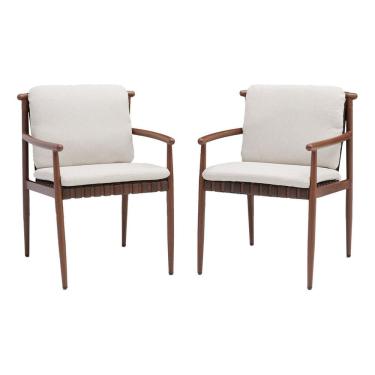 Imagem de Conjunto De Jardim Aluminio Bege Marrom 2 Pecas Cadeiras