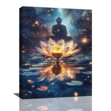 Imagem de Arte de parede de Buda decoração de parede de Buda Zen flor de lótus pinturas em tela arte moderna decoração de casa para escritório banheiro quarto sala de estar sala de jantar emoldurada 30,5 x 40,6