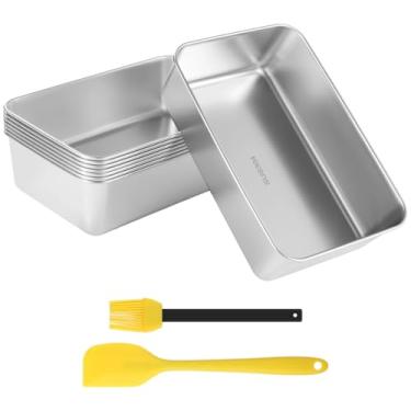 Imagem de Recipientes de aço inoxidável para armazenamento de alimentos 8 peças, empilháveis sem ferrugem, escova de óleo e inclui raspador de silicone, para organização ideal da geladeira, preparação de