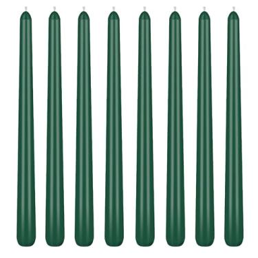 Imagem de Conjunto de 8 velas verdes lisas de 25 cm, castiçais de gotejamento sem cheiro de 25 cm para decoração de casa, queima de 7 a 8 horas