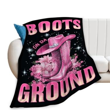 Imagem de Cobertor de vaqueira, cobertor para botas, cobertores de botas rosa, presentes de vaqueira, flanela de pelúcia para mulheres, homens, meninos, meninas, adultos, roupa de cama macia para sofá-cama