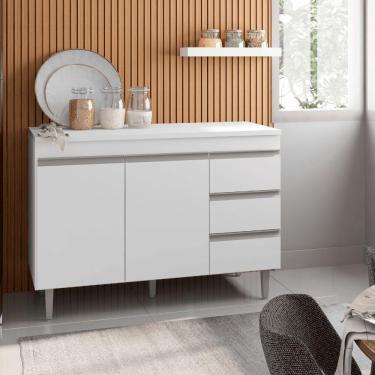 Imagem de Balcão Gabinete De Pia Para Cozinha Sem Tampo 120cm Andréia Branco- Mabe Magazine