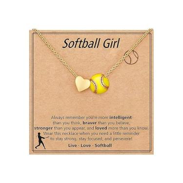 Imagem de Eioi & Lmnm Colar feminino de softbol/futebol/voleibol, acessórios esportivos, aniversário, Natal, joias para ela 45 + 5 cm, One Size, Aço inoxidável, Sem Pedra Preciosa