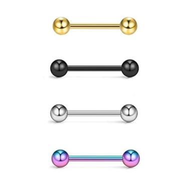 Imagem de Ti-Vision Brincos de barra reta de titânio puro para piercings de língua de mamilo e ondulações, joias corporais hipoalergênicas (1 cm)