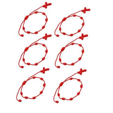 Imagem de Tangseajiao 6 pulseiras de cordão vermelho com nó ajustável como presente para festa de aniversário, formatura, ano novo, para meninas e meninos