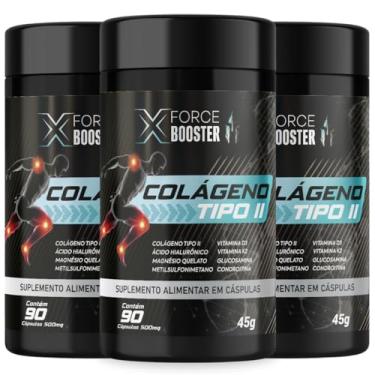 Imagem de KIT Colágeno Tipo 2 com Ácido Hialurônico, Magnésio, MSM, Vitaminas D3, K2, Glucosamina e Condroitina, 270 Cápsulas de 500mg - 3 FRASCOS