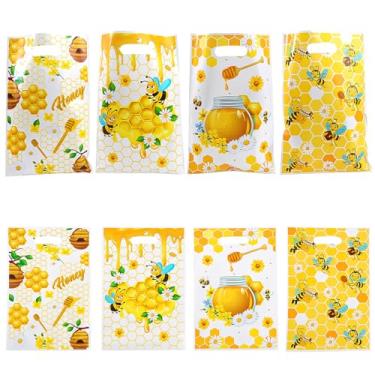 Imagem de 30 peças de plástico para lembrancinhas de festa de abelha – Práticos sacos de brindes com armazenamento de guloseimas, bolsa de presente de festa para aniversário, chá de bebê, festas temáticas de