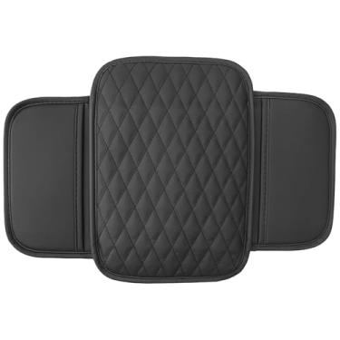 Imagem de Almofada de apoio de braço de carro espessa, ajuste universal, couro, resistente a arranhões, console central, dois bolsos para chaves, telefones, fácil instalação