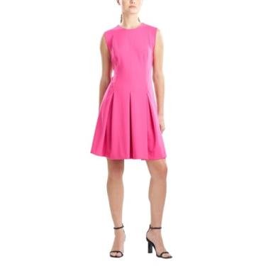 Imagem de N Natori Vestido feminino liso de malha crepe plissado comprimento 94 cm, Magenta, 34