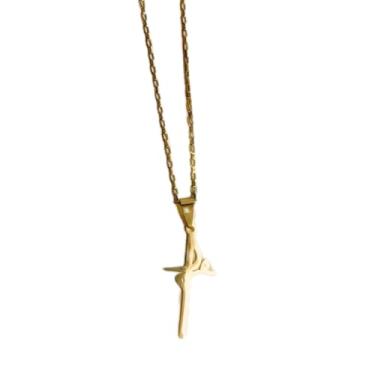 Imagem de Colar Exclusivo Cordão Com Pingente Fé Aço Inoxidável Banhado A Ouro 60cm