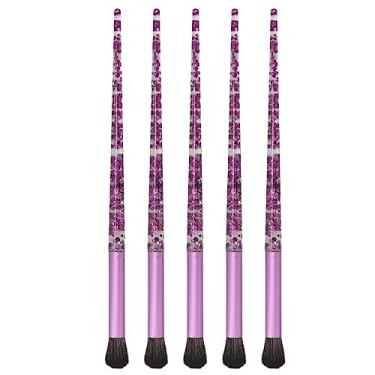Imagem de Conjunto de pincéis de sombra Kit de pincéis de maquiagem profissional para sombra Nariz Corretivo de sombra Aplicação de brilho 5 PCS Pincéis de rayon roxo com alça ergonômica
