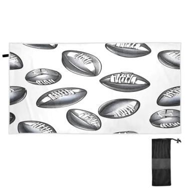 Imagem de Blueangle Toalha de praia retrô de rugby - Toalhas de viagem compactas e leves - Toalha de secagem rápida super absorvente para natação, acampamento e férias (345)