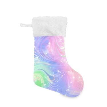 Imagem de GakkiGii Meia de Natal grande com textura colorida, decoração de Natal para pendurar na parede da árvore da lareira, 45 x 31 cm