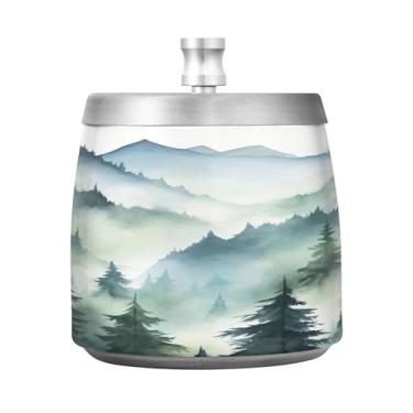 Imagem de SEHANY Cinzeiro Majestic Mountain Peak com tampa para cigarros, à prova de vento, sem fumaça, aço inoxidável, cinzeiros para uso interno e externo, grande, inodoro, para fumantes, decoração de
