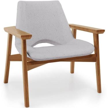 Imagem de Poltrona Decorativa Para Sala De Estar Living Base Madeira Becker L02 Linho Cinza - Lyam Decor