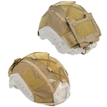 Imagem de Capa de capacete tático universal para bolsa de contrapeso de bateria Fast ACH MICH, com MOLLE e painel de gancho para paintball militar, airsoft, caça, bronzeado