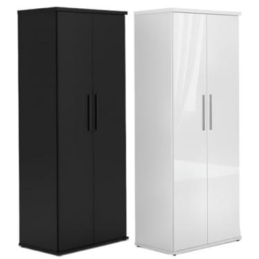 Imagem de Kit Com 2 Armários Multiuso 2 Portas 4 Prateleiras, Lavanderia, Escritório, Quarto(1 Branco / 1 Preto)