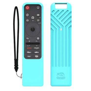 Imagem de YUULNMOP Capa de silicone para controle remoto, capa de controle remoto à prova de poeira, capa protetora antiderrapante à prova de choque com alça de pulso compatível com controle remoto LG MR25GA