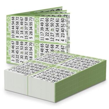 Imagem de Folhas de papel de bingo – 4 faces, 20 x 20 cm – Pacote com 750 cartas de bingo descartáveis – Papel Dauber reciclável para idosos, adultos e eventos comunitários (oliva)