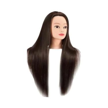 Imagem de Cabeça De Manequim De Cabelo Sintético Para Treinamento De Cabeleireir