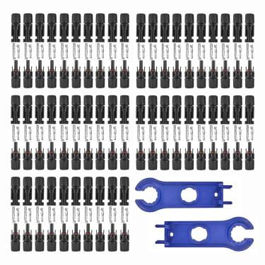 Imagem de Usngsny Conectores de painel solar de 100 peças, 50 pares + 2 chaves de fenda conector solar IP67 à prova d'água 1000V 30A conector fotovoltaico para sistema de painel solar (10AWG)
