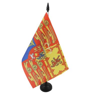 Imagem de Bandeira de mesa padrão real do Reino Unido 12 cm x 20.3 cm - Bandeira de mesa padrão real do Reino Unido 21 x 14 cm - Bastão e base de plástico preto - AZ FLAG