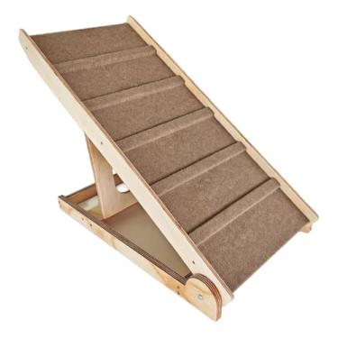 Imagem de Rampa para Cachorro em Madeira Ajustável 25–65 cm Antiaderente | Escada Pet Degraus | Suporta até 40 kg