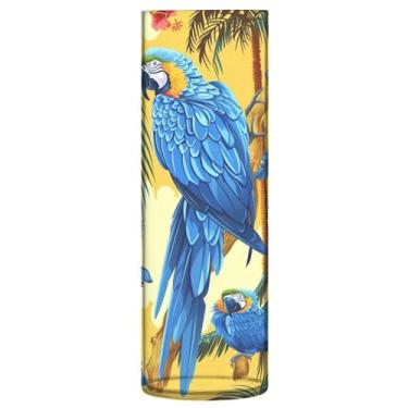 Imagem de CEBUGI Vaso de flores de papagaio azul 10 x 30 cm, vaso cilíndrico para flores, vaso transparente inquebrável para decoração de casa de festa de casamento