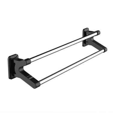 Imagem de Toalheiro de aço inoxidável, tubo, barra dupla, banheiro, banheiro, instalação adesiva, suporte de parede, suporte de toalha, ferragens de banheiro