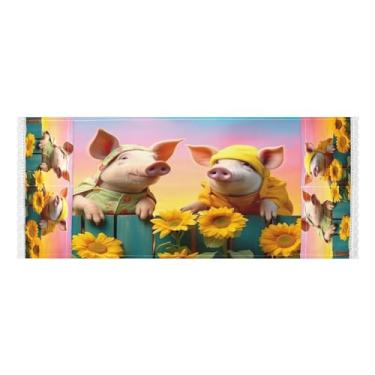Imagem de Wassud Sunshine Pigs (2) capas de lavadora e secadora, protetor de lavadora com sacos de armazenamento, capa de geladeira à prova de poeira com bolsos para lavanderia doméstica, cozinha, 120 x 55 cm