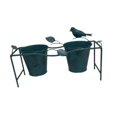 Imagem de WeiLaiKeQi Vaso duplo para plantas, floreira de jardim, balde para flores, ideal para pátio e de entrada.