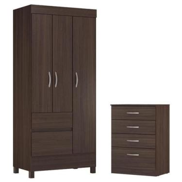 Imagem de Guarda Roupa Solteiro Wind com Comôda Astral Café - Demóbile - Demobil