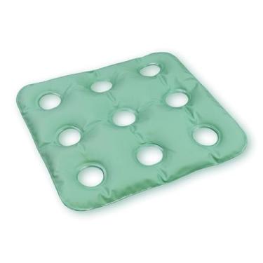 Imagem de Almofada Ortopédica Inflável Caixa de Ovo PVC com Abertura, Verde, 44.5x44.5 cm, Ar/Água, Quadrada, Adulto, Alívio de Dor no Cóccix e Períneo