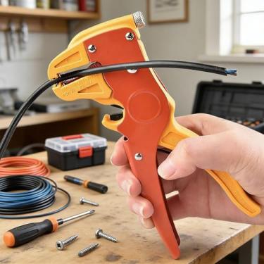 Imagem de Ferramenta de descascador e cortador de fio com calibre ajustável com design de bico de pato e alicate de decapagem de cabo elétrico