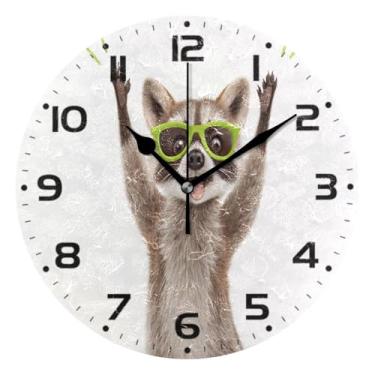 Imagem de JUZIHAI Relógio de parede engraçado raposa silencioso, sem tique-taque, relógios de parede redondos, operados por bateria, fácil de ler, relógio decorativo de parede para casa, cozinha, sala de estar