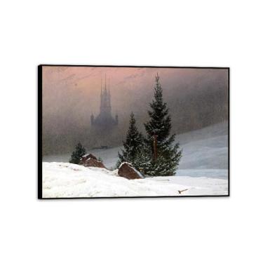 Imagem de Paisagem de inverno por Caspar David Friedrich Impressões em tela Well Decor The World Classic Art Reproduções de arte grande giclee arte de parede para sala de estar decoração de casa 70 x 50 cm