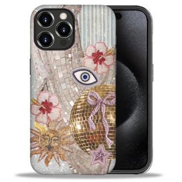 Imagem de ANLUN STORE Capa para iPhone 16 Pro Max, proteção dupla híbrida TPU macio + PC rígido à prova de choque, capa protetora antiarranhões e fina para homens e mulheres - Design de colagem de laço com