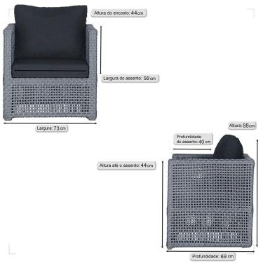 Imagem de 1 Poltrona Madri Alumínio Corda Náutica Estofado 12 Trama Prata