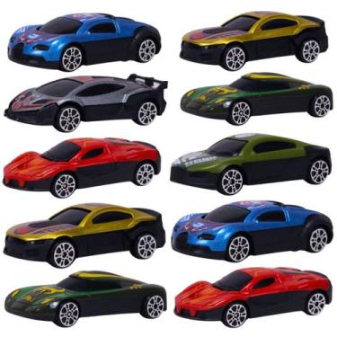 Imagem de Kit 10 Carrinhos Miniatura Infantil Esportivo Roda Livre Escala 1:64 -