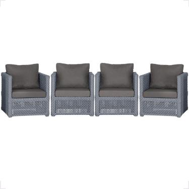 Imagem de 4 Poltronas Madri Alumínio Corda Náutica Estofado 11 Trama Prata